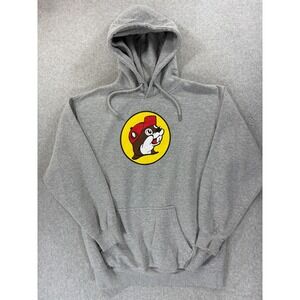 Buc-ees Cotton Blend Screened Logo‎ Hoodie Sweatshirt (Men's Large) Gray